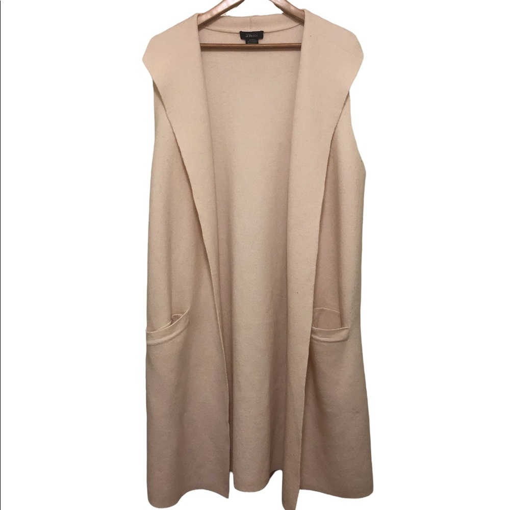 AMICI long soft wool cashmere sweater vest, ivory/cream